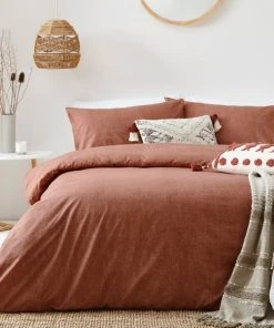 Dunelm-shop 28 The Linen Yard Claybourne Pecan 100% Cotton Duvet Cover & Pillowcase Set