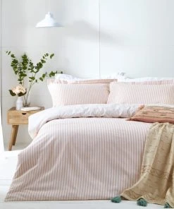 The Linen Yard Hebden Blush 100% Cotton Duvet Cover & Pillowcase Set