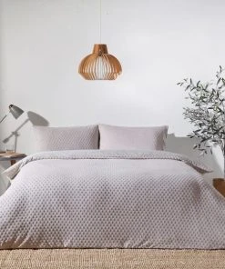 The Linen Yard Polka Tuft Stone 100% Cotton Duvet Cover & Pillowcase Set