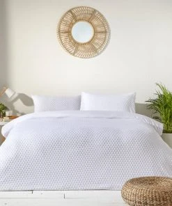 The Linen Yard Polka Tuft White 100% Cotton Duvet Cover & Pillowcase Set