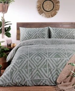 Furn. Tanza Desert Sage Duvet Cover & Pillowcase Set