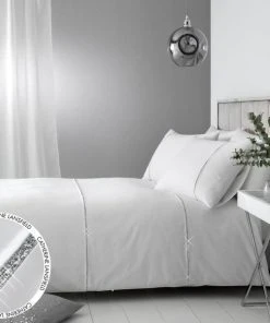 Catherine Lansfield Sparkle Bands Duvet Cover & Pillowcase Set