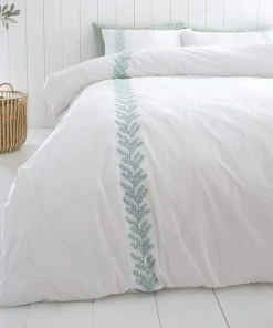 Bianca Fine Linens Embroid Leaf 100% Cotton Duvet Cover & Pillowcase Set 7 Bianca Fine Linens Embroid Leaf 100% Cotton Duvet Cover & Pillowcase Set -Dunelm-shop 30828927 alt02