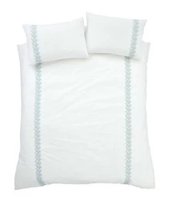 Bianca Fine Linens Embroid Leaf 100% Cotton Duvet Cover & Pillowcase Set 9 Bianca Fine Linens Embroid Leaf 100% Cotton Duvet Cover & Pillowcase Set -Dunelm-shop 30828927 alt04