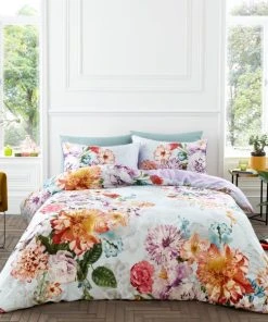 Hyperion Interiors Amaranth Floral 100% Cotton Duvet Cover & Pillowcase Set