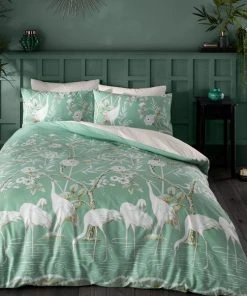 Bianca Fine Linens Painted Stork 100% Cotton Duvet Cover & Pillowcase Set